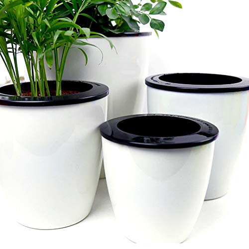 Mkono 3 Pack Self Watering Planter White Flower Pot, M